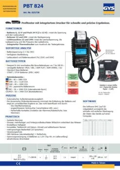 GYS BATTERIETESTER PBT824 -Start / Stopp - 025738 -Werkzeug Store 025738 PBT824 TM