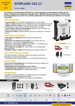 GYS GYSFLASH 102 12 HF 029606 Inverter Batterieladegerät HF 12V Ladegerät -Werkzeug Store 029606td5ae0482361690