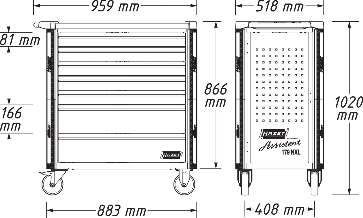 HAZET Werkstattwagen Assistent Mit 8 Schubladen 179NXL-8 21 HAZET Werkstattwagen Assistent Mit 8 Schubladen 179NXL-8 – Bild 19