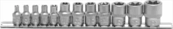 BGS Steckschlüssel-Einsatz-Satz E-Profil | 6,3 Mm (1/4") / 10 Mm (3/8") | SW E4 - E20 | 12-tlg. – 2038
