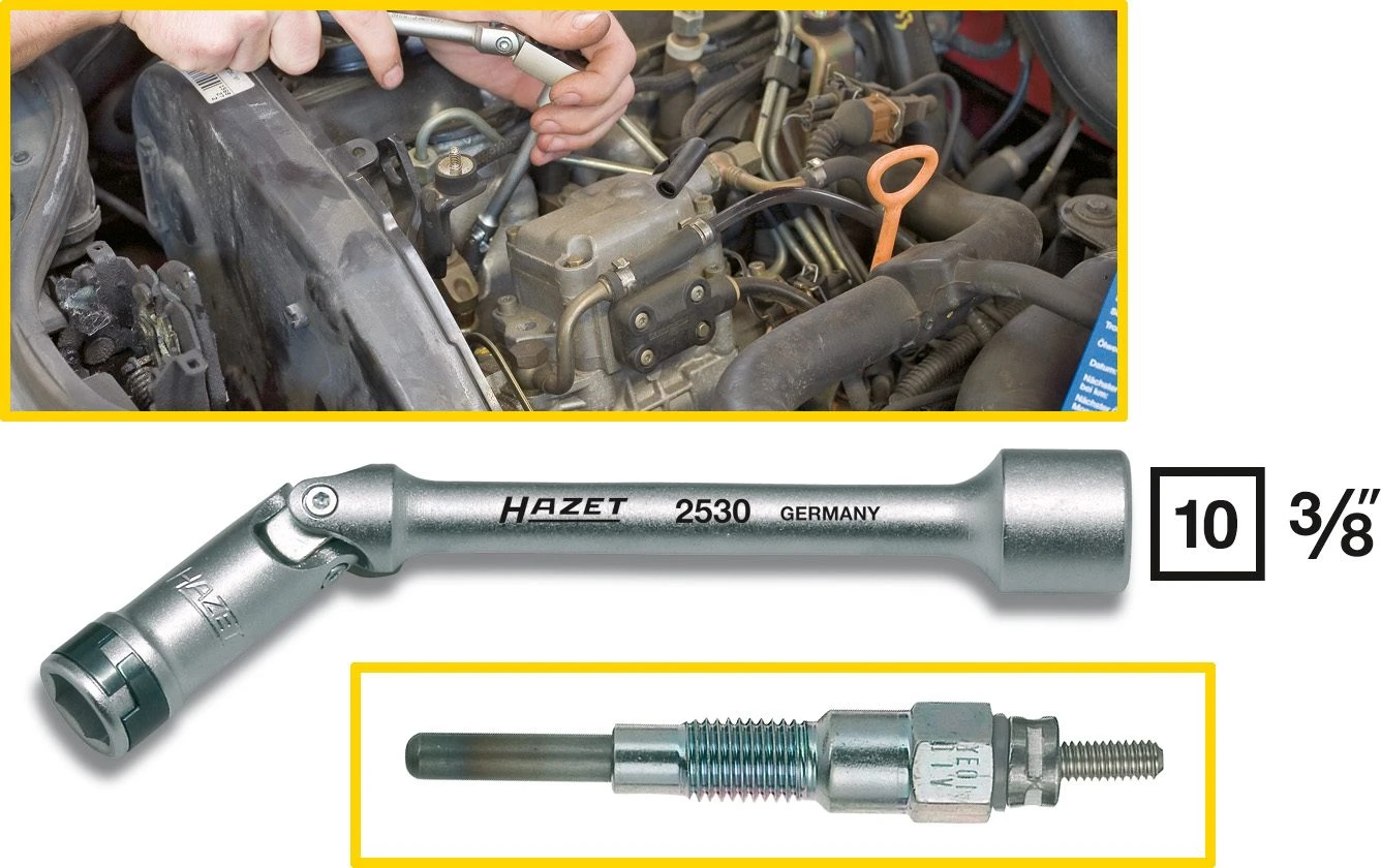 HAZET Glühkerzen-Steckschlüssel 10mm 3/8 Zoll Außen-Sechskant-Tractionsprofil 10 2530 4 HAZET Glühkerzen-Steckschlüssel 10mm 3/8 Zoll Außen-Sechskant-Tractionsprofil 10 2530 – Bild 2