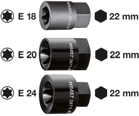 HAZET Bremssattel TORX® Einsatz Außen-Sechskant 22mm Außen TORX® Profil 2871-E18 5 HAZET Bremssattel TORX® Einsatz Außen-Sechskant 22mm Außen TORX® Profil 2871-E18 – Bild 3