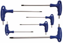 BGS DIY Schraubendreher-Satz Mit T-Griff Und Seitlicher Klinge | T-Profil (für Torx) Mit Bohrung T10 - T40 | 6-tlg. – 7830