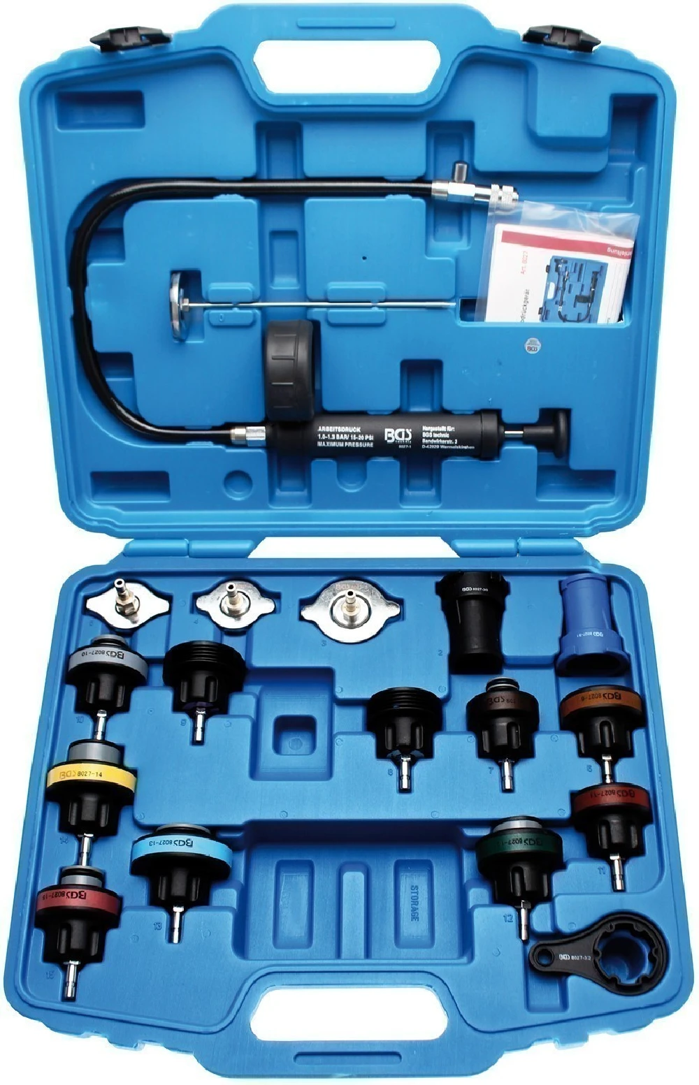 BGS Kühlsystem-Abdrück-Satz | 18-tlg. – 8027 3 BGS Kühlsystem-Abdrück-Satz | 18-tlg. – 8027