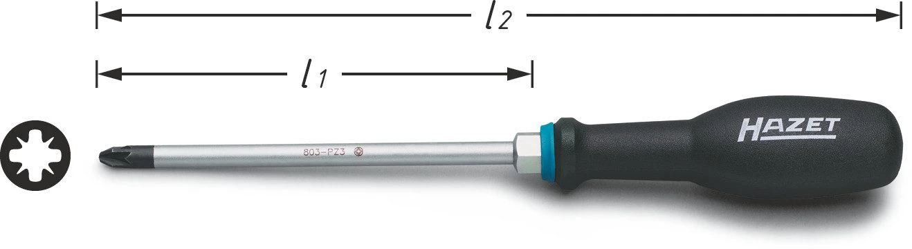 HAZET Schraubendreher Trinamic- Pozidriv Profil PZ - 210 Mm 803-PZ2 3 HAZET Schraubendreher Trinamic- Pozidriv Profil PZ - 210 Mm 803-PZ2