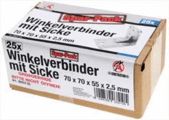 BGS DIY Winkelverbinder | Mit Sicke | 70 X 70 X 55 X 2,5 Mm | Spar-Pack | 25 Stück – 80937-25