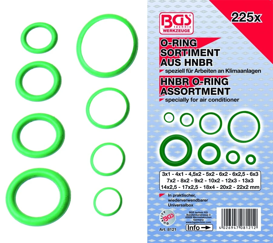 BGS O-Ring-Sortiment | HNBR | Ø 3 - 22 Mm | 225-tlg. – 8121 3 BGS O-Ring-Sortiment | HNBR | Ø 3 - 22 Mm | 225-tlg. – 8121