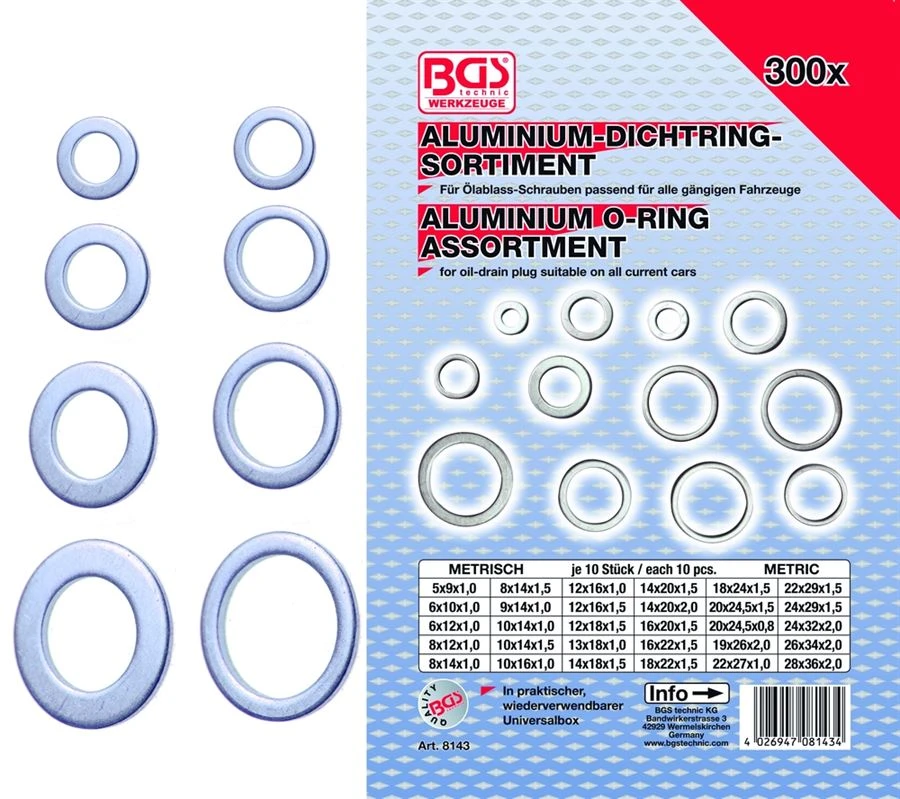 BGS Dichtring-Sortiment | Aluminium | 300-tlg. – 8143 4 BGS Dichtring-Sortiment | Aluminium | 300-tlg. – 8143 – Bild 2