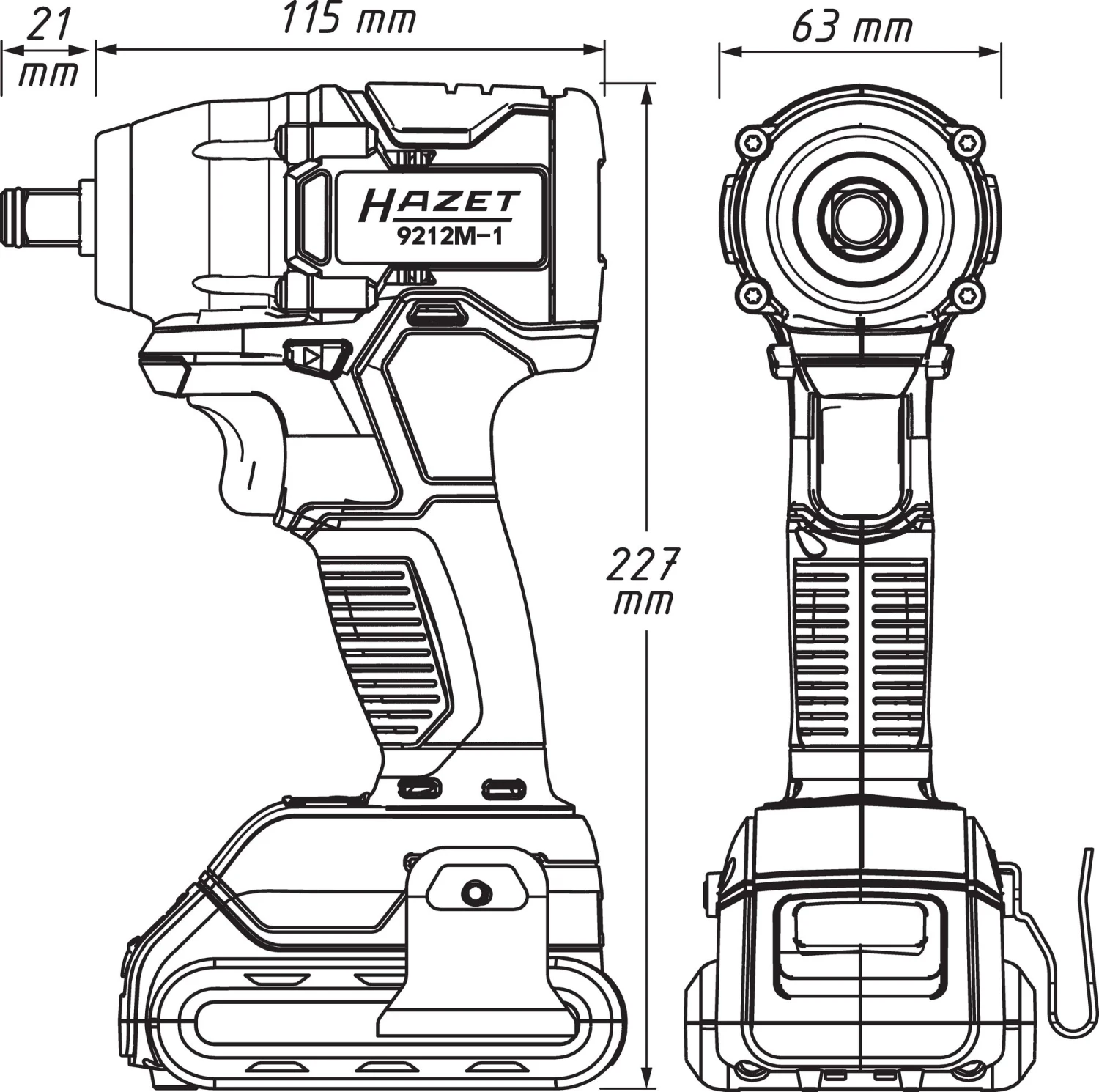 HAZET Mini Akku-Schlagschrauber-Satz 18 V 270 Nm Vierkant 12,5mm 1/2 Zoll 3-teilig 9212M-1 9 HAZET Mini Akku-Schlagschrauber-Satz 18 V 270 Nm Vierkant 12,5mm 1/2 Zoll 3-teilig 9212M-1 – Bild 7