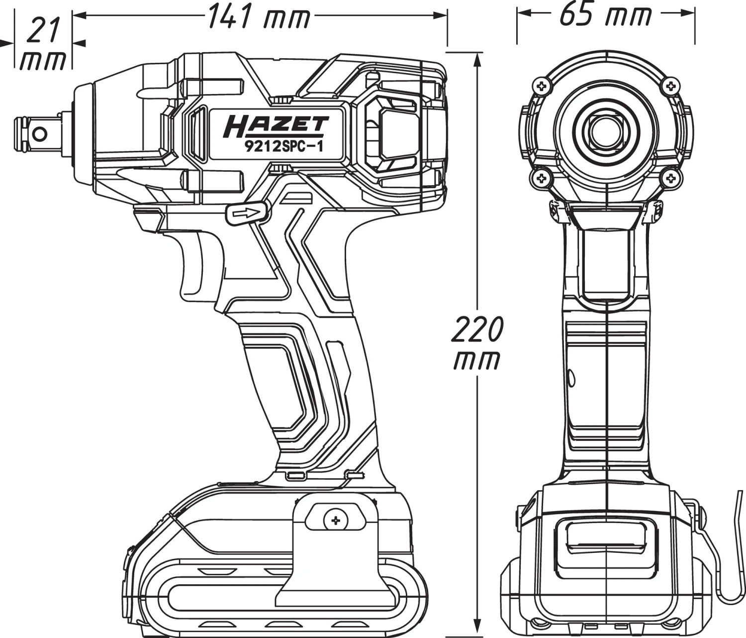 HAZET Akku Schlagschrauber-Satz 18 V 260 Nm Vierkant 12,5mm 1/2 Zoll 3-teilig 9212SPC-1 8 HAZET Akku Schlagschrauber-Satz 18 V 260 Nm Vierkant 12,5mm 1/2 Zoll 3-teilig 9212SPC-1 – Bild 6