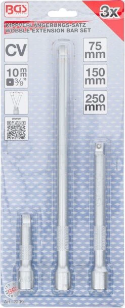 BGS Kippverlängerungs-Satz | 10 Mm (3/8") | 75 / 150 / 250 Mm | 3-tlg. – 2239 -Werkzeug Store bgs 2239 003