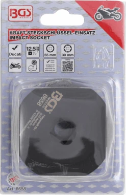 BGS Kraft-Steckschlüssel-Einsatz Sechskant / Zwölfkant | 12,5 Mm (1/2") | Für Ducati Radbefestigung | SW 30 / 55 Mm – 6658 -Werkzeug Store bgs 6658 002